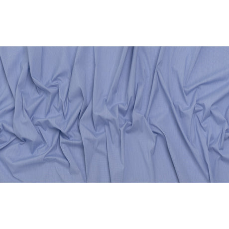 Stretch Cotton Shirting - Bold Blue and White Micro Stripes - Designer Deadstock