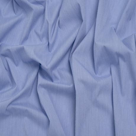 Stretch Cotton Shirting - Bold Blue and White Micro Stripes - Designer Deadstock