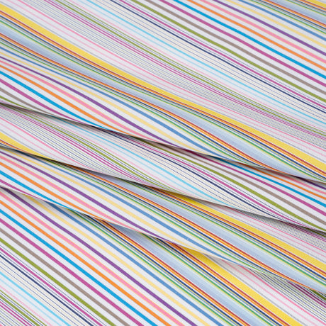 Cotton Twill Shirting - Rainbow Barcode Stripes - Deadstock