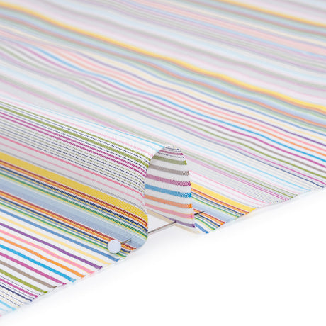 Cotton Twill Shirting - Rainbow Barcode Stripes - Deadstock