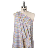 Cotton Twill Shirting - Rainbow Barcode Stripes - Deadstock