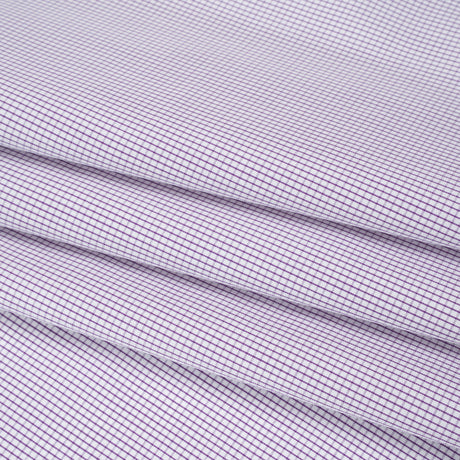 Cotton Shirting - Fuchsia Purple and White Checks - Deadstock