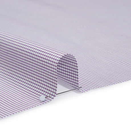 Cotton Shirting - Fuchsia Purple and White Checks - Deadstock