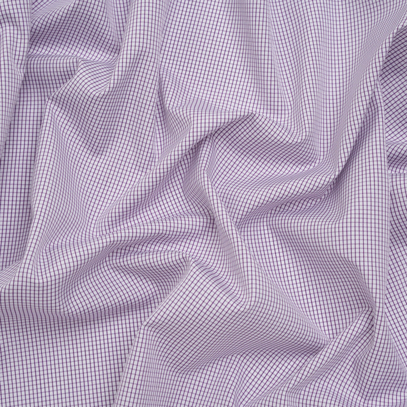 Cotton Shirting - Fuchsia Purple and White Checks - Deadstock