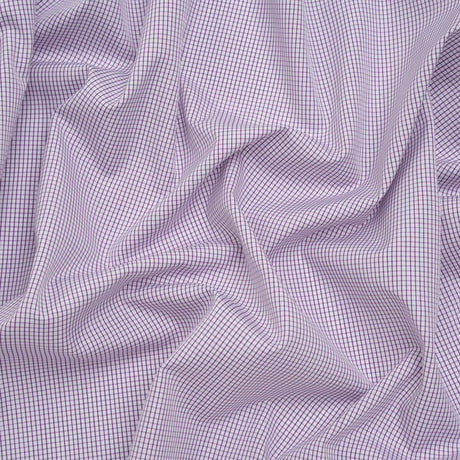 Cotton Shirting - Fuchsia Purple and White Checks - Deadstock