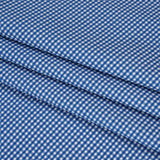 Cotton Twill Shirting - Cobalt Blue and White Checks - Deadstock