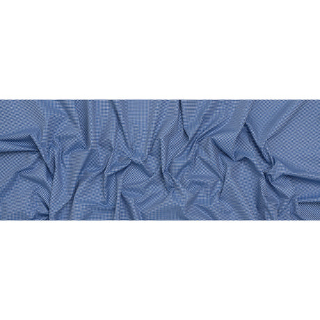 Cotton Twill Shirting - Cobalt Blue and White Checks - Deadstock