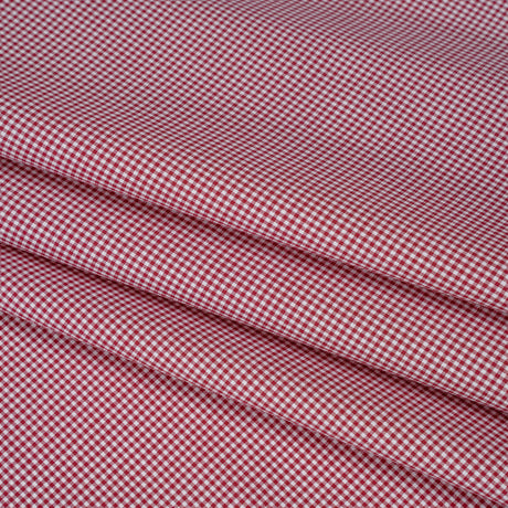 Cotton Twill Shirting - Red and White Tiny Checks - Deadstock