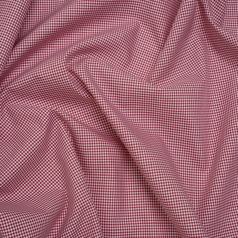 Cotton Twill Shirting - Red and White Tiny Checks - Deadstock