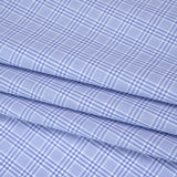 Cotton Shirting - Light Blue and White Checked Plaid - Designer Deadstock
