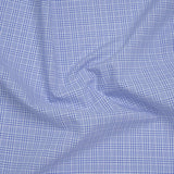 Cotton Shirting - Light Blue and White Checked Plaid - Designer Deadstock