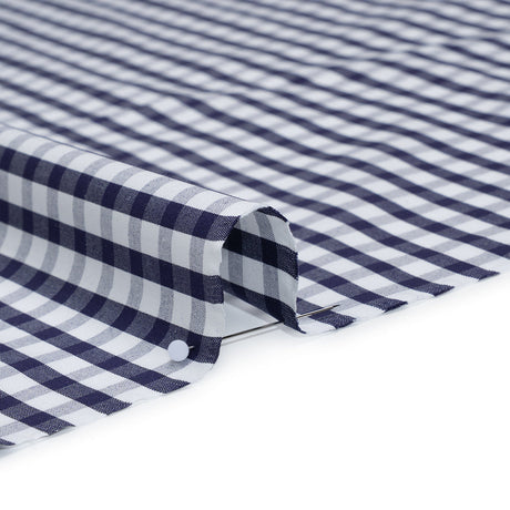Cotton Shirting - Navy Blue and White Checks - Deadstock