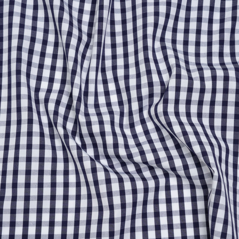 Cotton Shirting - Navy Blue and White Checks - Deadstock