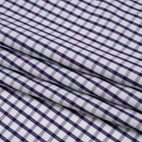 Cotton Twill Shirting - Navy Blue, Purple and White Tattersall Check - Designer Deadstock