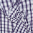 Cotton Twill Shirting - Navy Blue, Purple and White Tattersall Check - Designer Deadstock