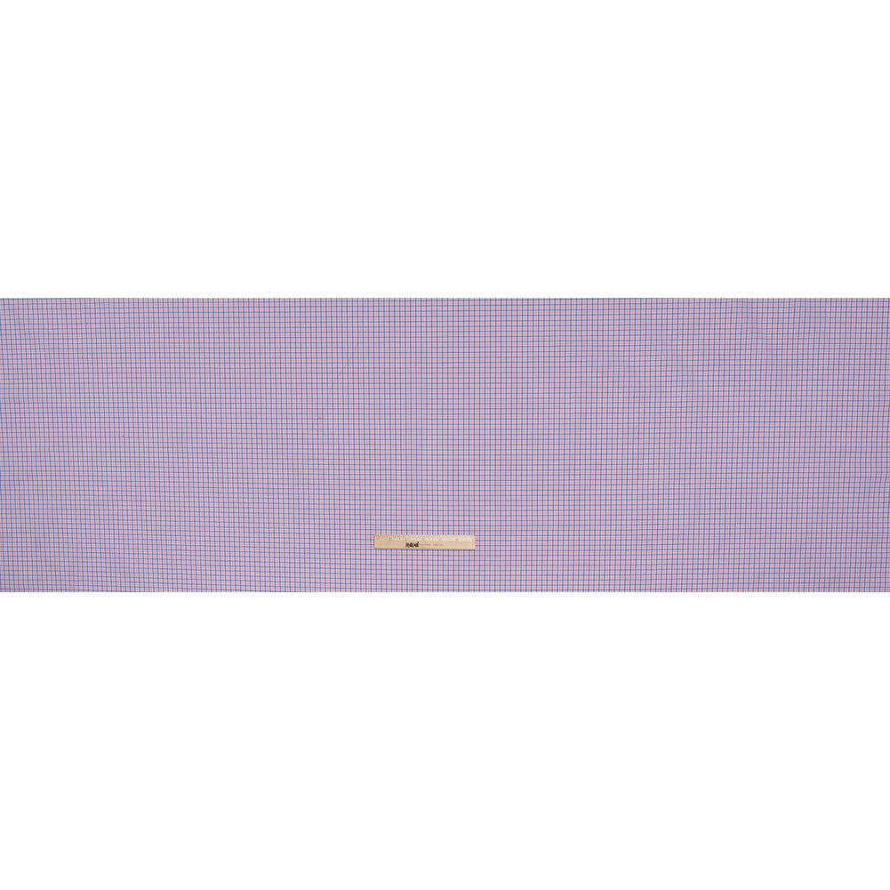 Cotton Shirting - Blue and Pink Tattersall Checks - Designer Deadstock
