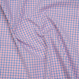 Cotton Shirting - Blue and Pink Tattersall Checks - Designer Deadstock