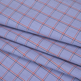Cotton Shirting - Blue, Red and White Windowpane Checks - Deadstock