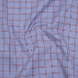 Cotton Shirting - Blue, Red and White Windowpane Checks - Deadstock