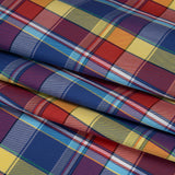 Cotton Twill Shirting - Red, Blue and Butter Yellow Plaid - Deadstock