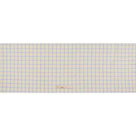 Cotton Twill Shirting - Sky Blue, Sunshine Yellow and White Plaid - Deadstock