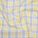 Cotton Twill Shirting - Sky Blue, Sunshine Yellow and White Plaid - Deadstock