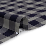 Cotton Shirting - Gray and Dark Navy Big Checks - Deadstock