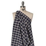 Cotton Shirting - Gray and Dark Navy Big Checks - Deadstock