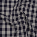 Cotton Shirting - Gray and Dark Navy Big Checks - Deadstock