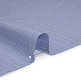 Cotton Shirting - Blue and White Subtle Windowpane Checks - Deadstock