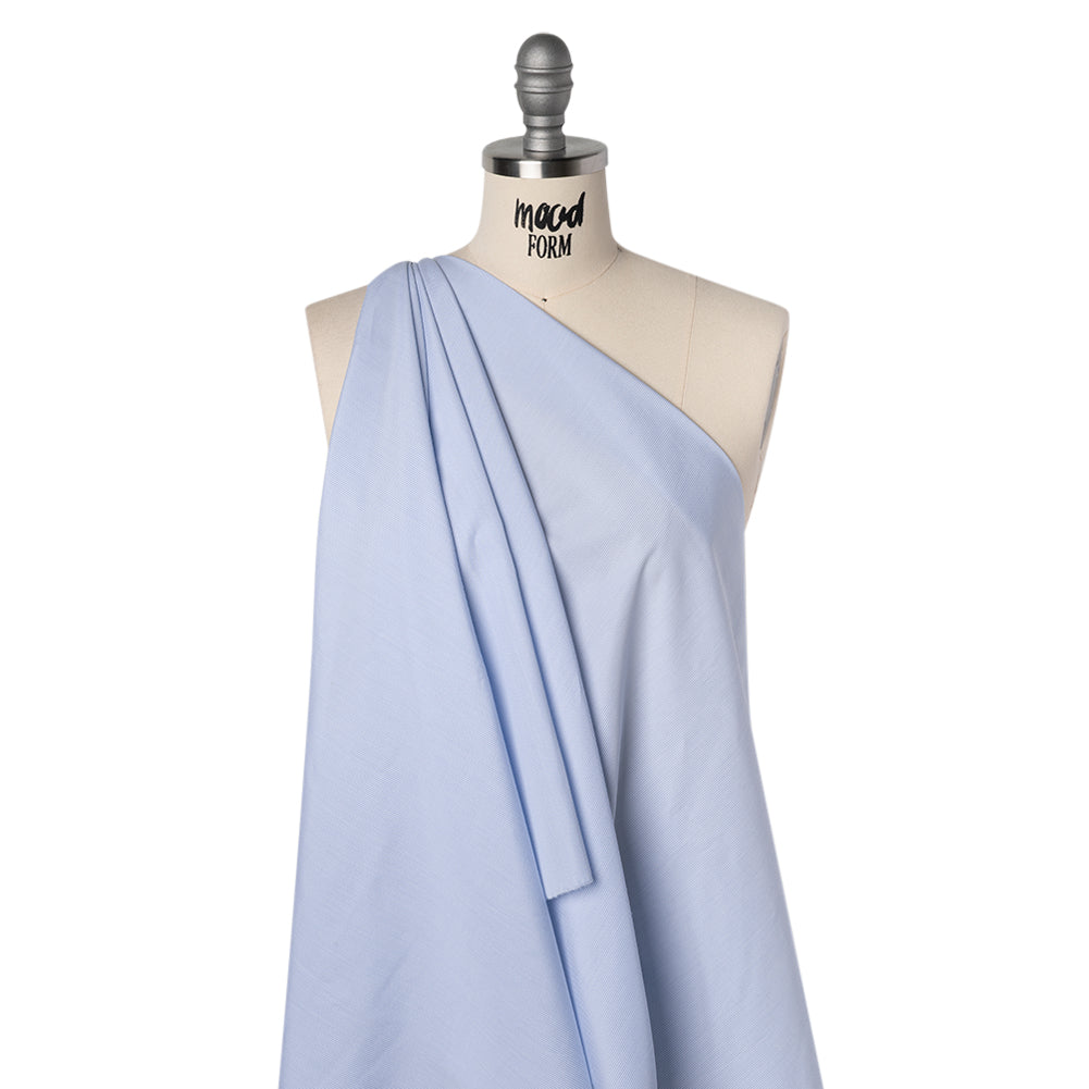 Cotton Shirting - Light Blue and White Micro Checks - Designer Deadstock