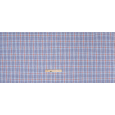 Soft Cotton Twill Shirting - Blue, Red and White Plaid - Deadstock
