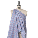 Soft Cotton Twill Shirting - Blue, Red and White Plaid - Deadstock