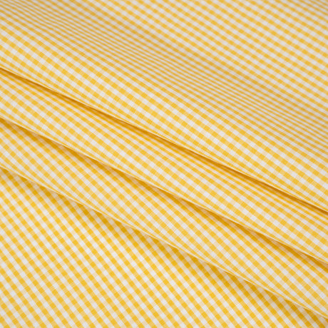 Cotton Gingham Shirting - Yellow and White Little Checks - Deadstock