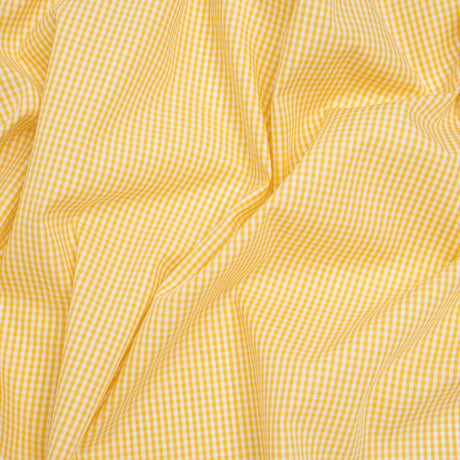 Cotton Gingham Shirting - Yellow and White Little Checks - Deadstock