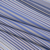 Cotton Shirting - Blue, Brown and White Barcode Stripes - Designer Deadstock