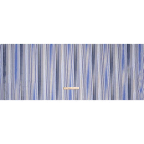 Cotton Shirting - Blue, Brown and White Barcode Stripes - Designer Deadstock