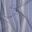Cotton Shirting - Blue, Brown and White Barcode Stripes - Designer Deadstock