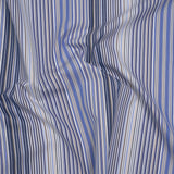 Cotton Shirting - Blue, Brown and White Barcode Stripes - Designer Deadstock