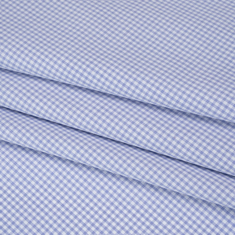Cotton Shirting - Country Blue and White Checks - Deadstock