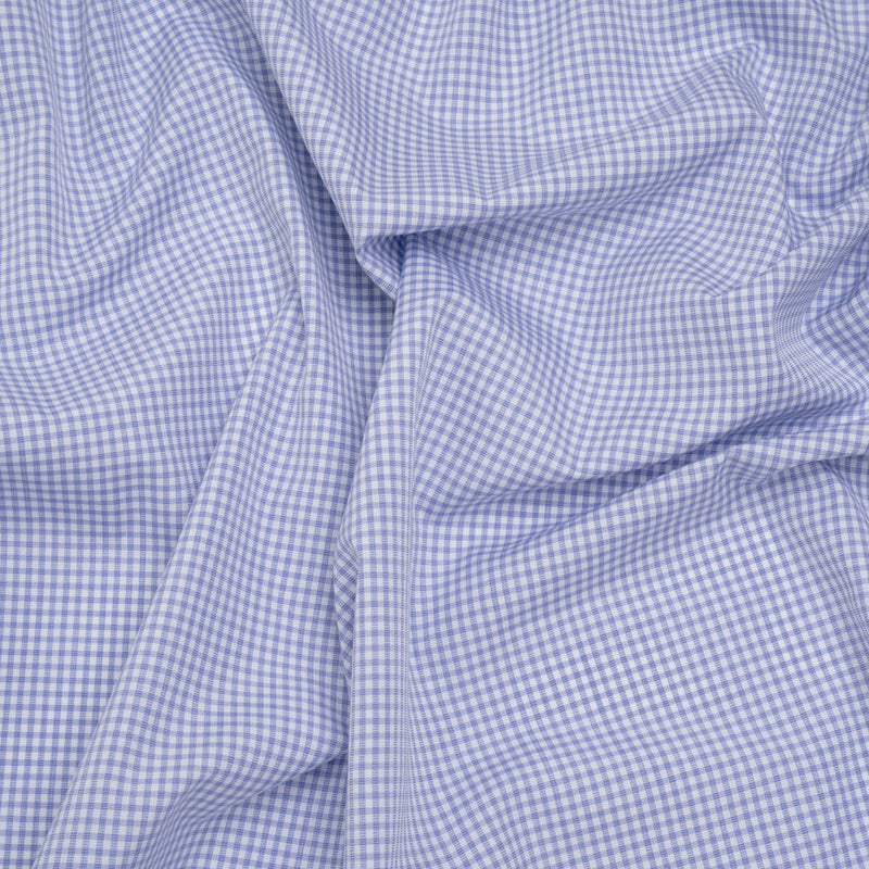 Cotton Shirting - Country Blue and White Checks - Deadstock
