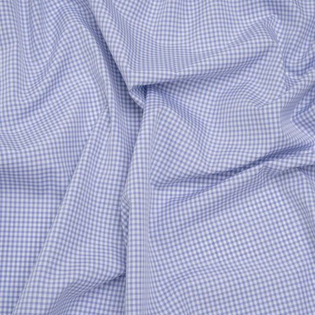Cotton Shirting - Country Blue and White Checks - Deadstock
