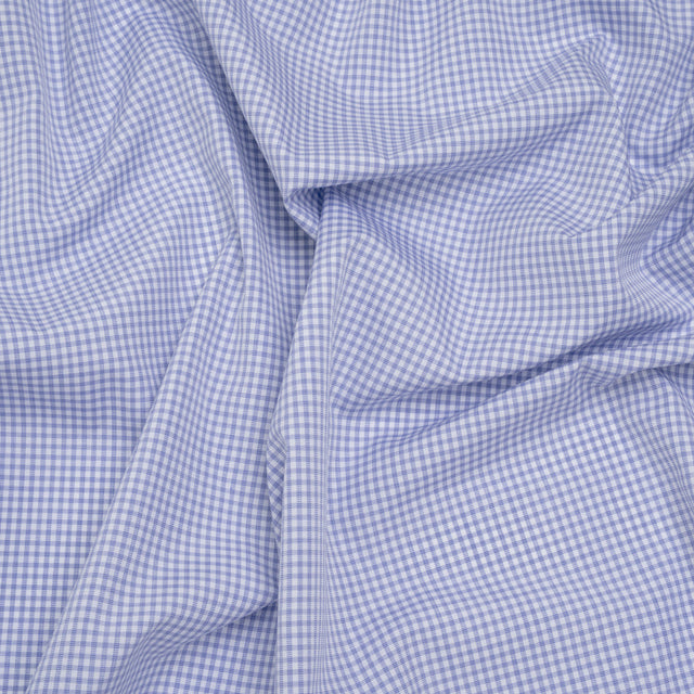 Cotton Shirting - Country Blue and White Checks - Deadstock