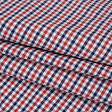 Cotton Oxford Shirting - Red, Navy and White Tattersall Check - Deadstock