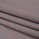 Cotton Oxford Shirting - Burnt Orange, Navy and White Tattersall Check - Deadstock