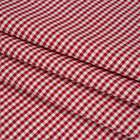 Cotton Oxford Shirting - Red and White Gingham Check - Deadstock