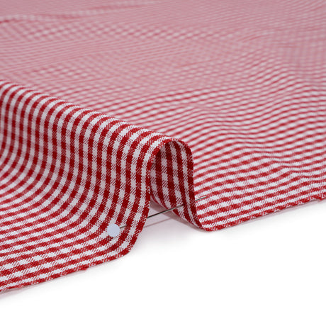 Cotton Oxford Shirting - Red and White Gingham Check - Deadstock