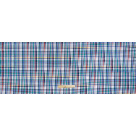 Cotton Twill Shirting - Blue, Green and Navy Colorful Plaid - Deadstock