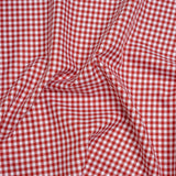 Cotton Twill Shirting - Red and White Gingham Check - Designer Deadstock