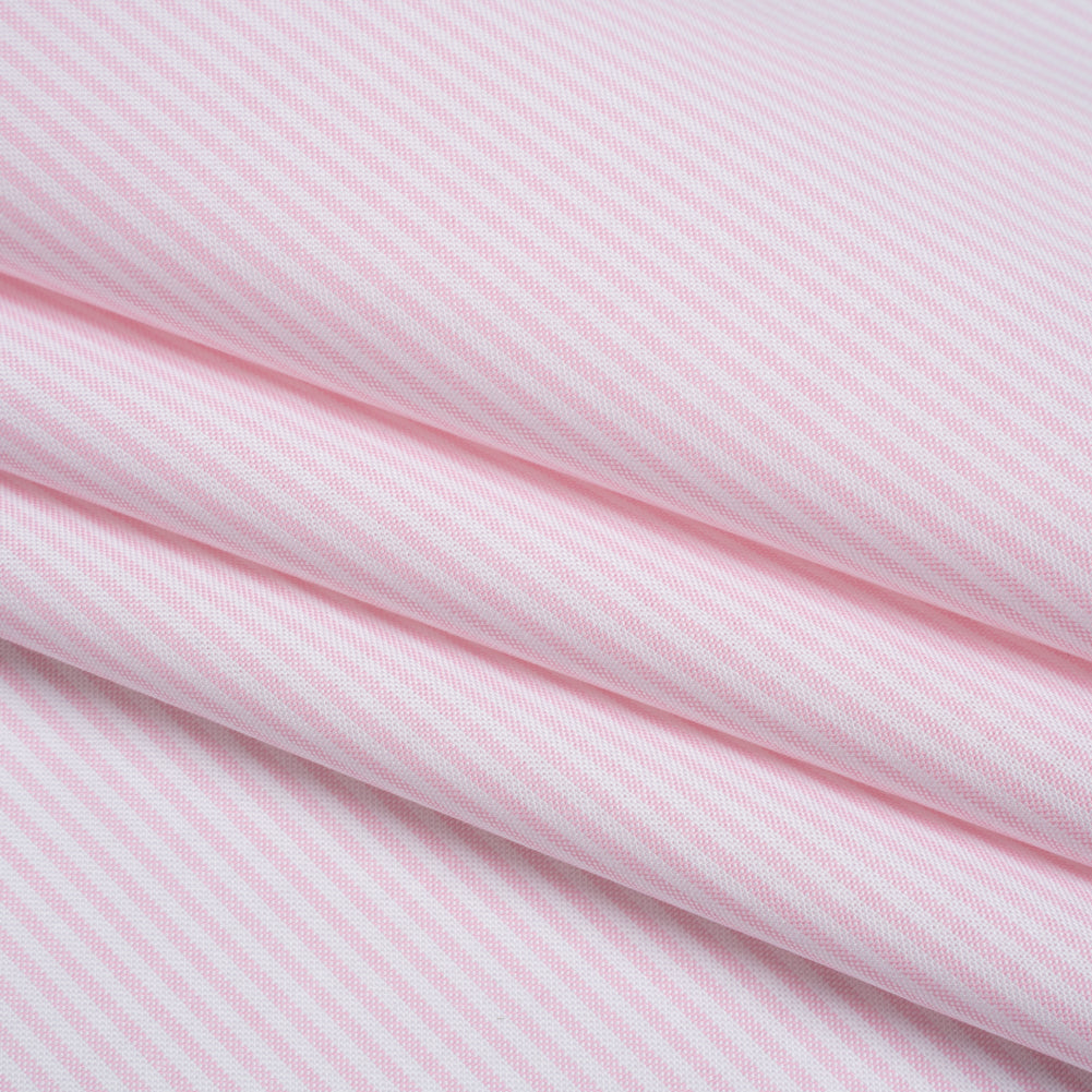Cotton Shirting - Light Pink and White Candy Stripes - Designer Deadstock